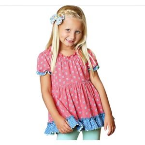 Matilda Jane New Jennifer Pheasnt Red & Blue Apple Top | Size 8